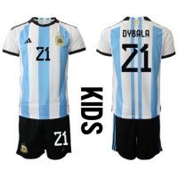 Dětský Fotbalový dres Argentina Paulo Dybala #21 MS 2022 Domácí Krátký Rukáv (+ trenýrky)